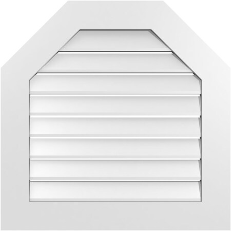Ekena Millwork Octagonal Top Surface Mount PVC Gable Vent: Functional, w/ 3-1/2"W x 1"P Standard Frame, 28"W x 28"H GVPOT28X2801SF